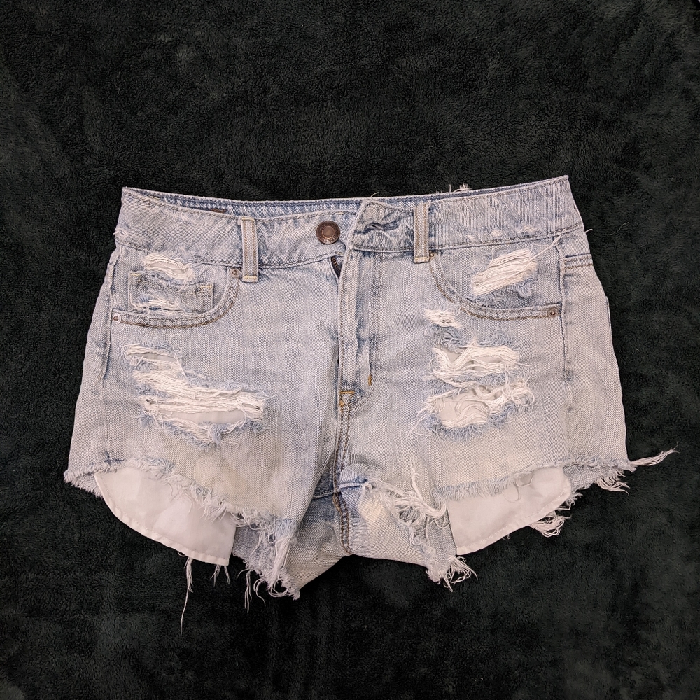 Light Wash Distressed Denim Shorts